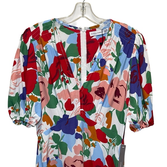 Faithfull The Brand Anita Floral Print Midi Dress Multicolor Women Size Medium - Picture 7 of 11